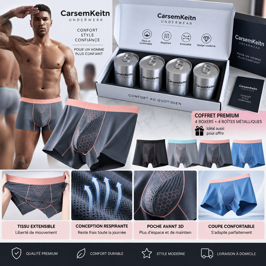 Coffret Premium — 4 Boxers Homme Confort