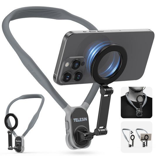 Support de Téléphone TELESIN POV/Vlog – Mains Libres, Magnétique & Flexible